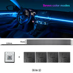 18/22 in 1 Acrylic Led Car Ambient Light RGB 213 64 Color Bluetooth Rainbow Strip Streamer Interior Symphony Atmosphere Lamp 12V