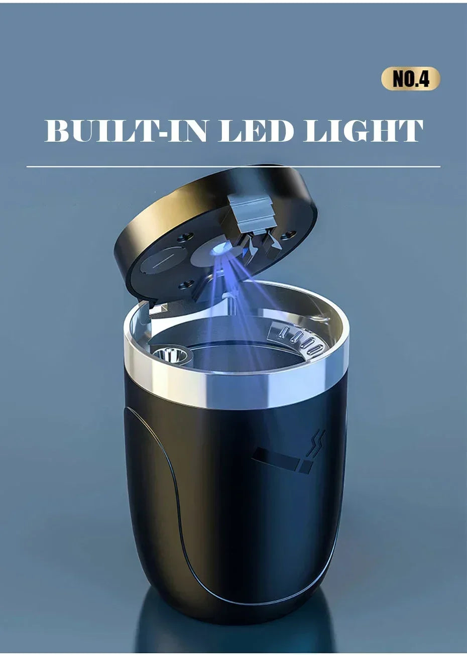 Car Cigarette Ashtray Cup With Lid With LED Light Portable Detachable Vehicle Ashtray Holder Cigarette Ashtray Interior Parts