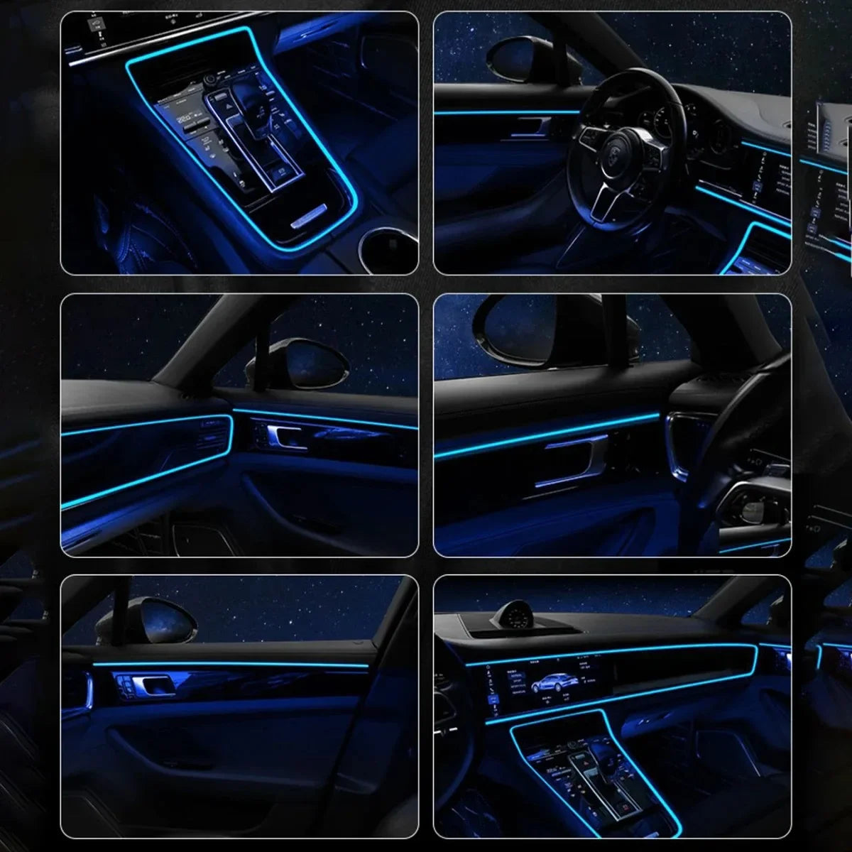 3M Car Interior Ambient LED Light Strip Invisible USB Flexible Neon Interior Lights Assembly RGB APP For Car Decoration Lighting