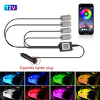 Neon LED Car Interior Ambient Foot Light with USB Wireless Remote Music APP Control Auto RGB Atmosphere Decorative Lamp