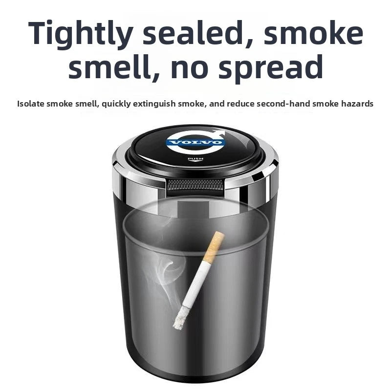 Car Ashtray Cigarette Butt Holder Container Accessories for Volvo XC40 XC60 XC90 S40 60 Portable One-Button Opening Car Ash Tray
