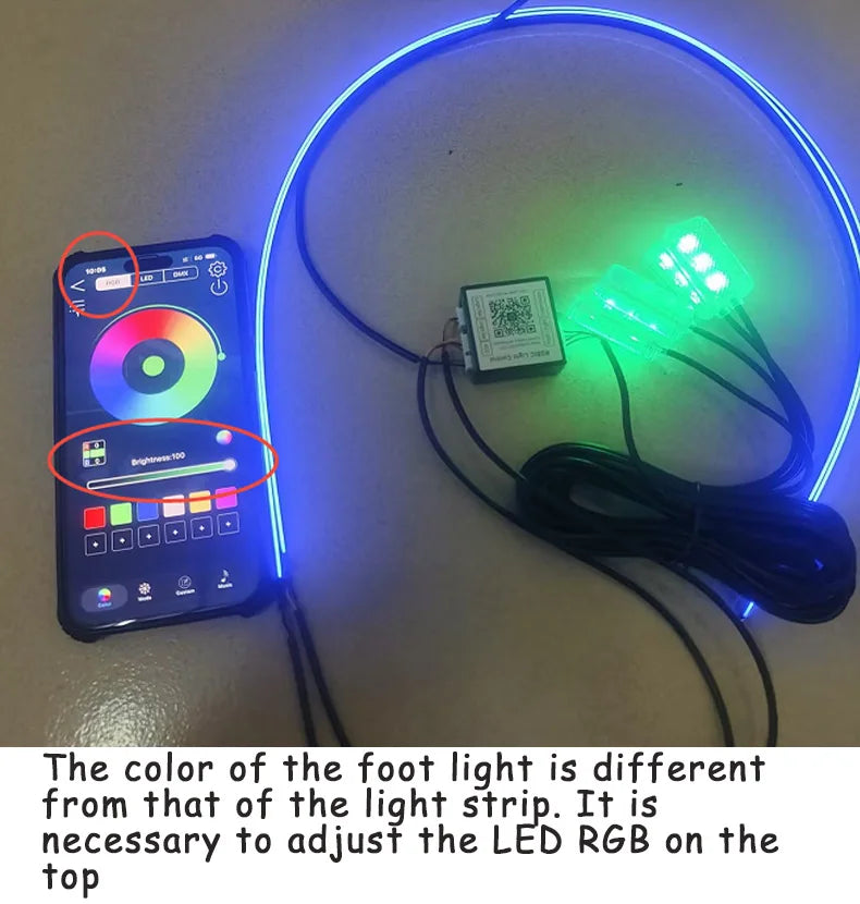 14/18 in 1 Led Acrylic Car Ambient Light RGB 64 213 Color Symphony Acrylic APP Streamer Atmosphere Lamp Kit One Zone Dual Zone