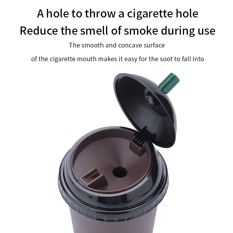 Coffee Cup Shaped On-Board Ashtrays Car Ashtray With Lid Portable Inner Liner High Flame Retardant For Cigars And Cigarettes
