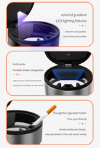 New Car Ashtray Creative Coffee Cup Style Car Ashtray with Lid 7 Color LED Light Metal Lining & ABS Shell Garbage Storage Cup