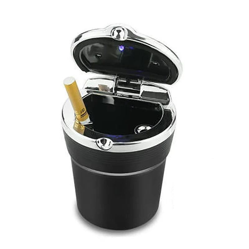 Car Cigarette Ashtray Cup With LED Light Alloy Ash Tray Aluminum Cup Smokeless Portable Detachable Vehicle Ashtray Holder