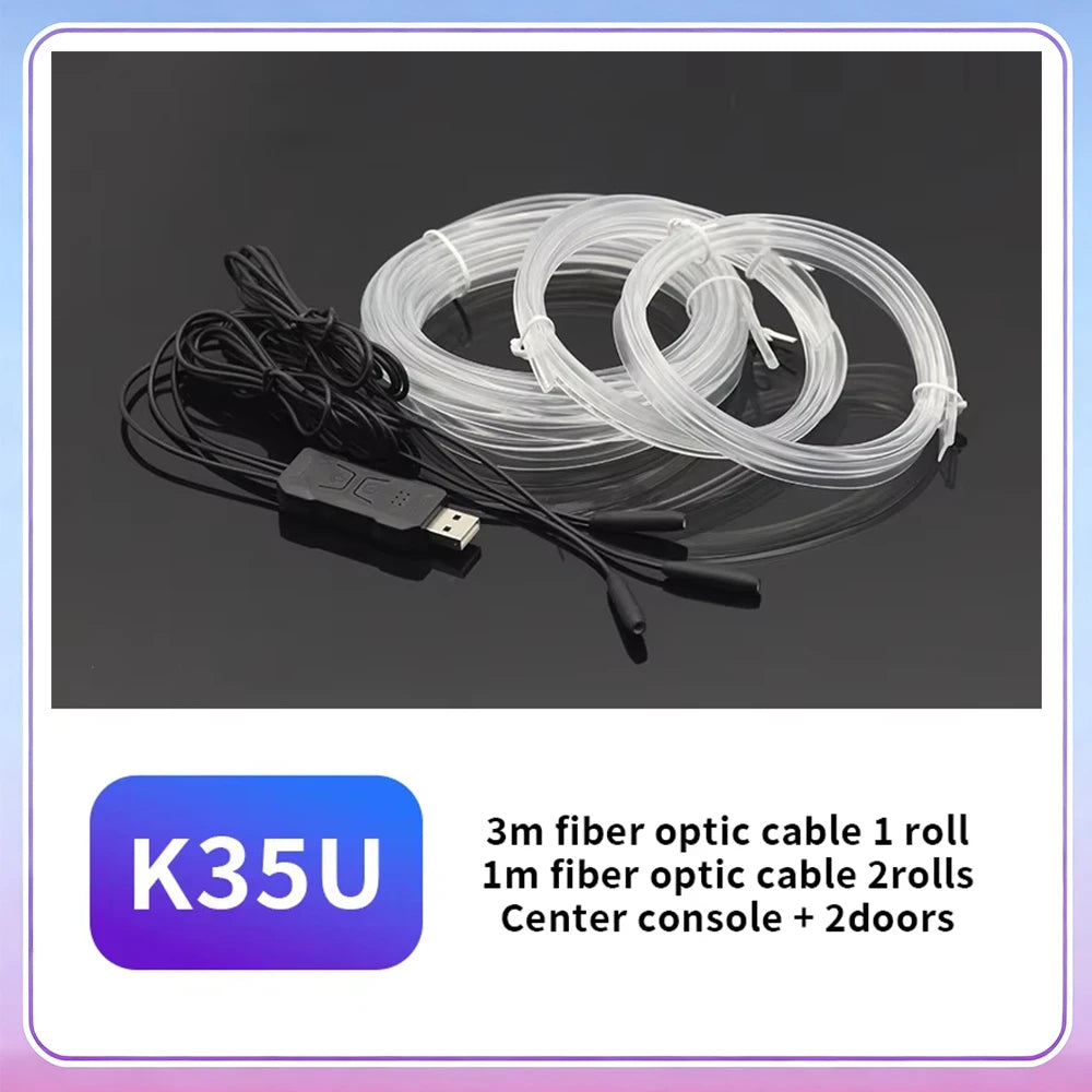 3M Car Interior Ambient LED Light Strip Invisible USB Flexible Neon Interior Lights Assembly RGB APP For Car Decoration Lighting