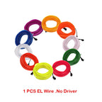 EL Wire String Strip Rope Tube Light Neon Light Glow Flat Edge Car Interior DIY Flexible Ambient Lamp Party Atmosphere Prop USB
