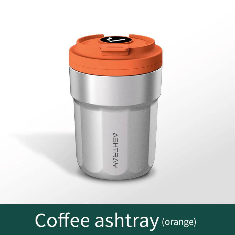 Car Ashtray Metal Lining & ABS Shell 7 Color LED Light One Click Opening Push Type Splash Proof Coffee Cup Style Car Ashtray