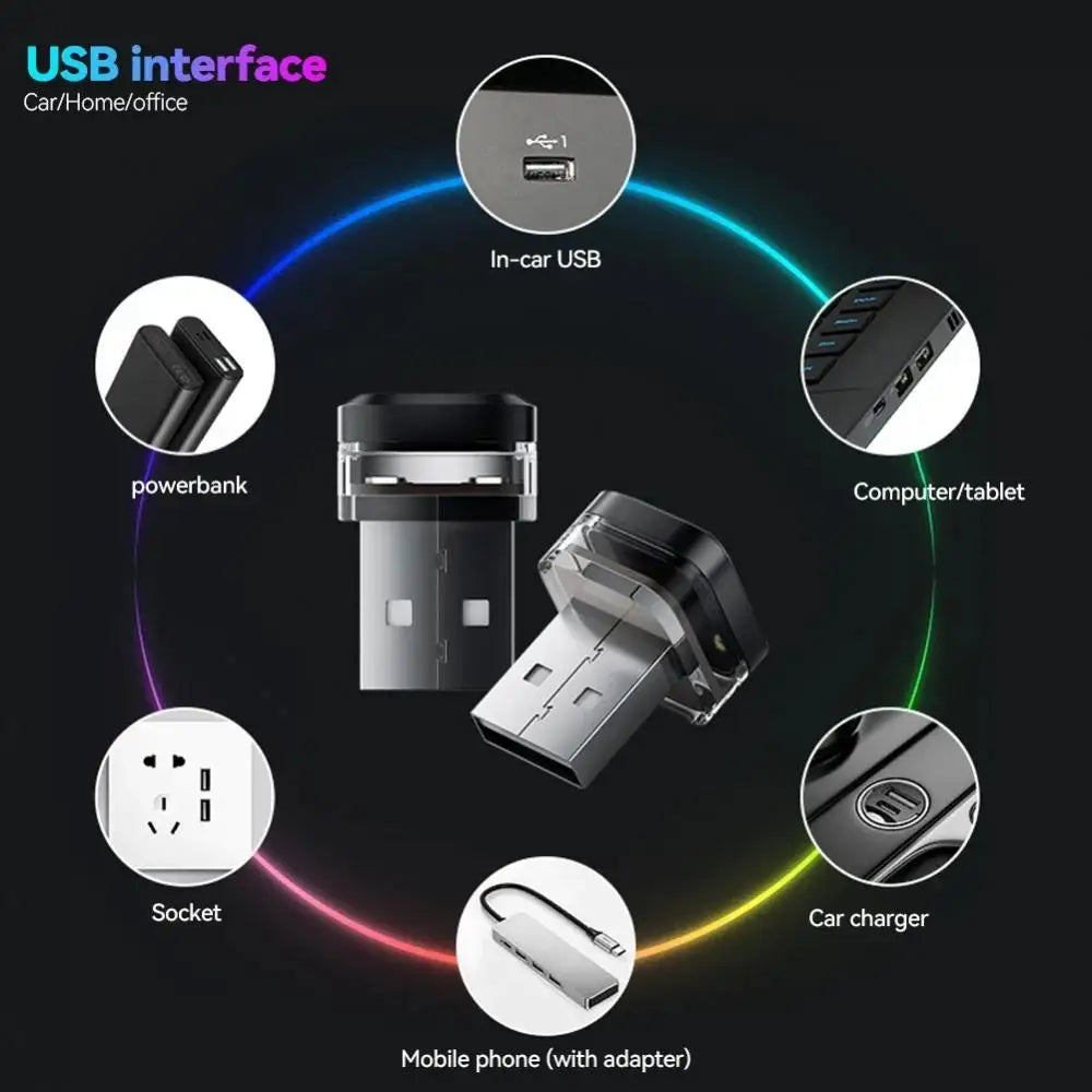 Universal Car USB Led Light Atmosphere Light DC5V Vehicle Ambient Lamp Mini USB LED Light Car Interior Decorations Accessories
