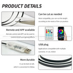 140cm USB Dreamcolor Acrylic Interior Car LED Strip Light with Wireless APP , 55’‘RGB Music Fiber Optic Car Ambient Lighting Kit