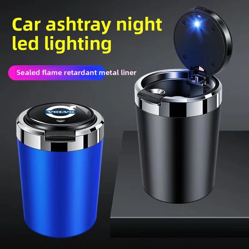 Car Ashtray Cigarette Butt Holder Container Accessories for Volvo XC40 XC60 XC90 S40 60 Portable One-Button Opening Car Ash Tray