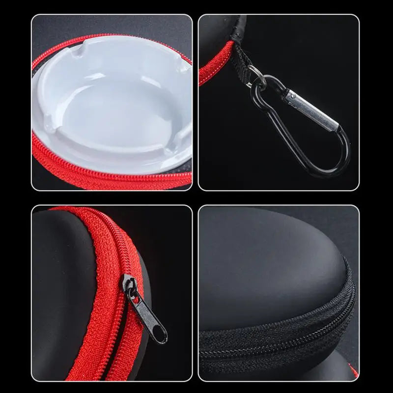 1PCS EVA New Lightweight EVA Portable Ashtray With Keychain Anti-smog Ashtray With Outer Bag Cover Car Travel Ashtray