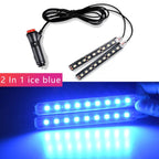 1set 9SMD Car Styling Foot Light Backlight Car Interior Decoration Light Blue with Cigarette Lighter12v Led