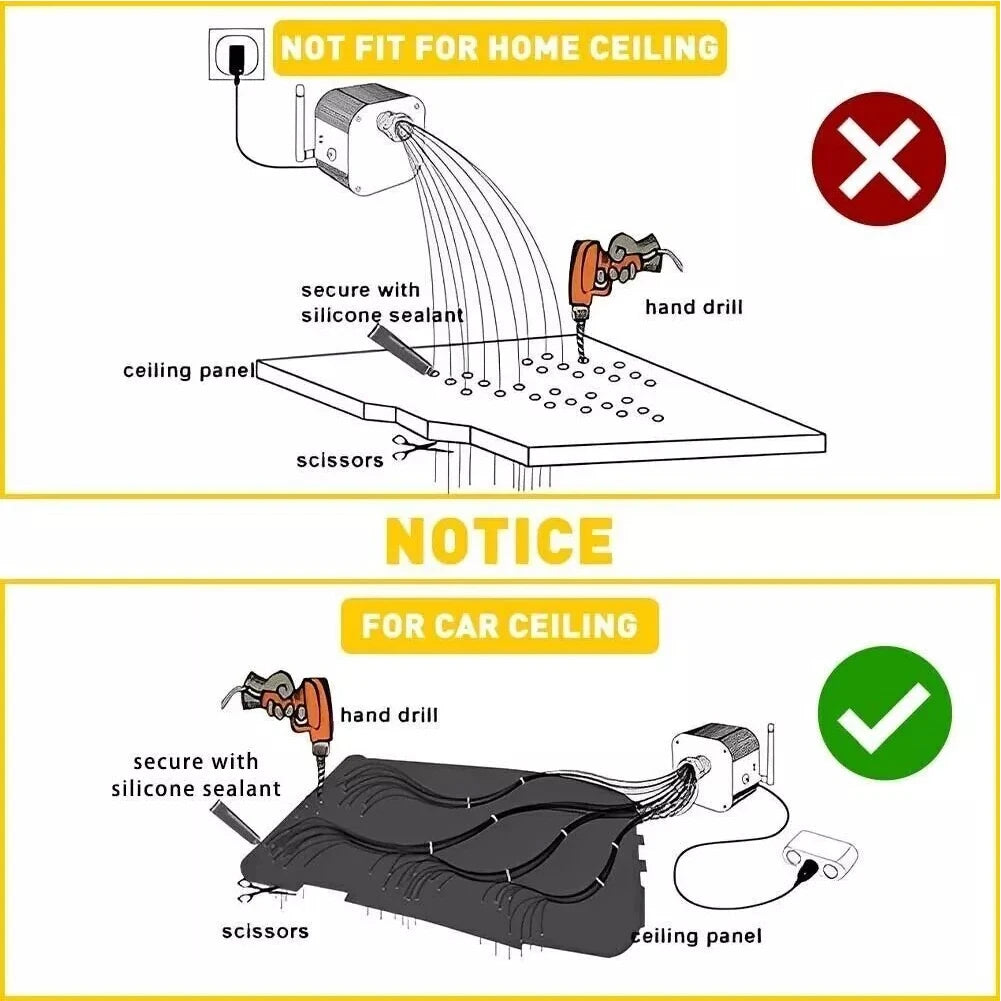 12W 16 Colors Car Roof Star Light APP Control Optic Star Ceiling Light Ambient Lamp for Starry Sky Ceiling Car