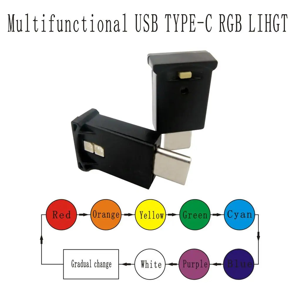 Mini Car Ambient light Type-C LED RGB Light Brightness Color Adjustable Lamp Low-power RGB Multi-function High-bright