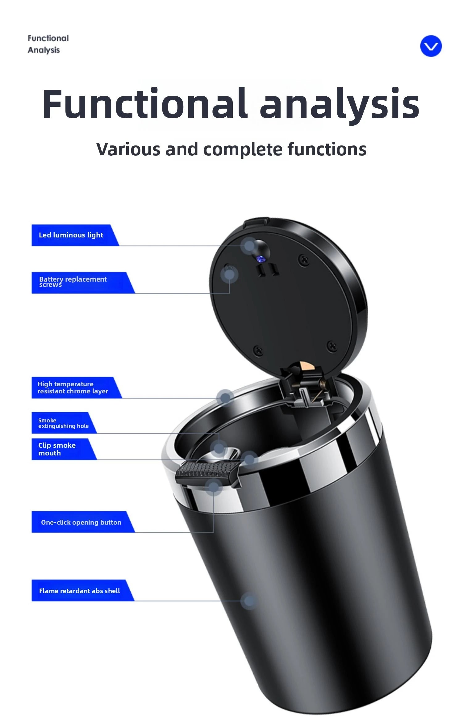 Car Ashtray Cigarette Butt Holder Container Accessories for Volvo XC40 XC60 XC90 S40 60 Portable One-Button Opening Car Ash Tray