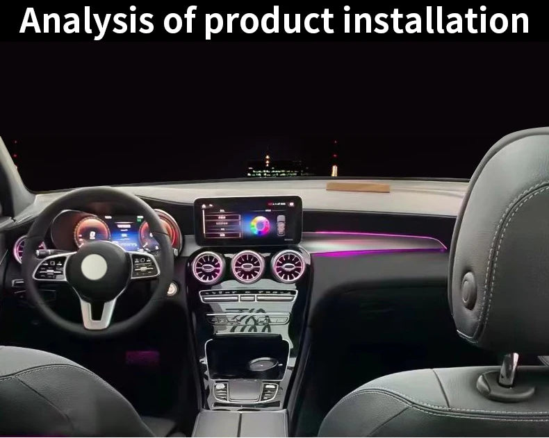 3/64 Color For Mercedes-Benz C/GLC class W205 X253 LHD Co-pilot Led Neon Ambient Light Passenger Atmosphere Lamp Dashboard 15-21