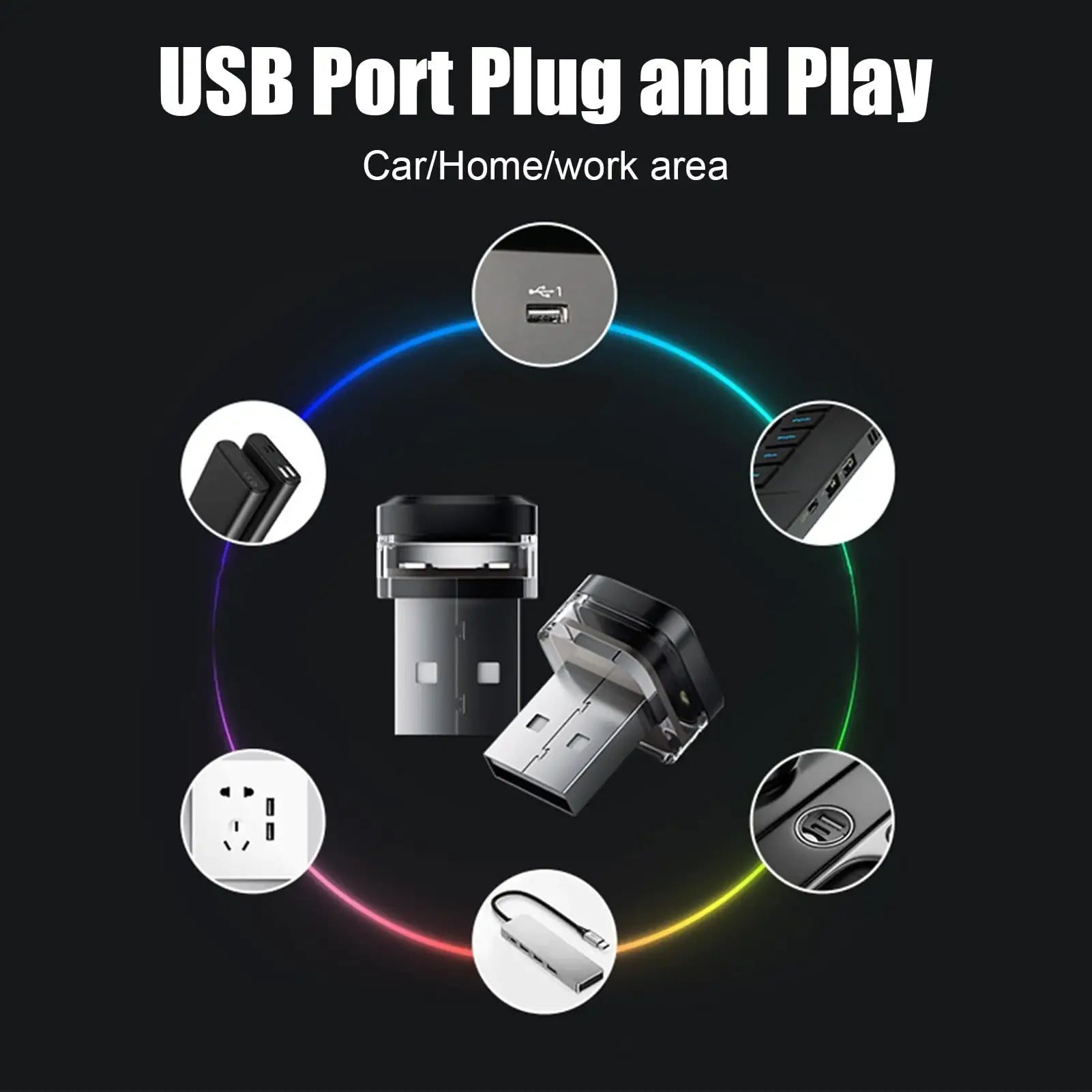 Universal Car USB Led Light Atmosphere Light DC5V Vehicle Ambient Lamp Mini USB LED Light Car Interior Decorations Accessories
