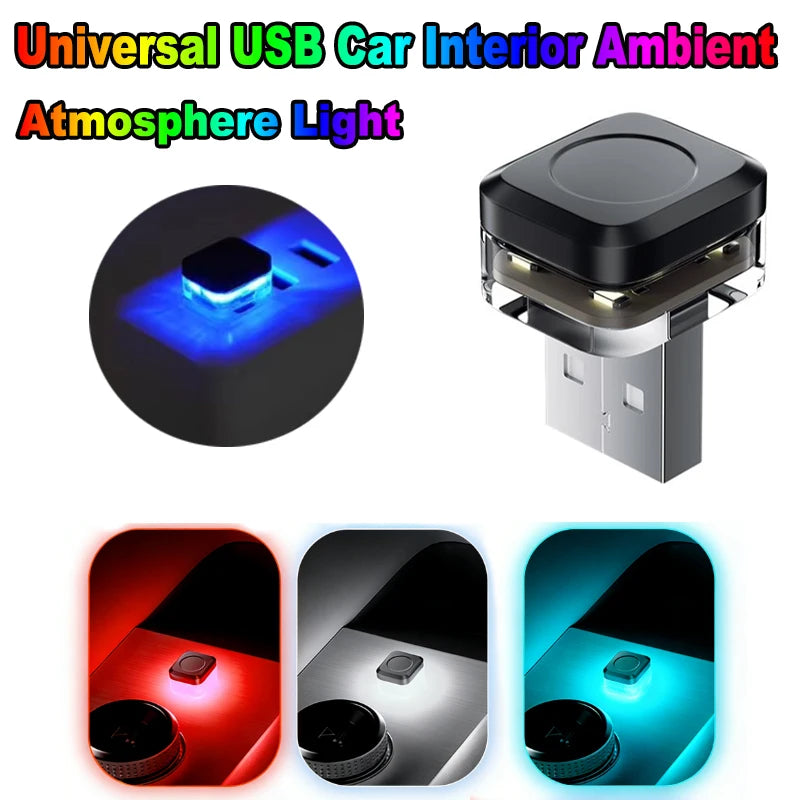 Universal Car USB Led Light Atmosphere Light DC5V Vehicle Ambient Lamp Mini USB LED Light Car Interior Decorations Accessories