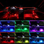 18 in 1 Dual Zone Symphony 64 Colors Streamer Car Ambient Light RGB Interior Rainbow Acrylic Strip Atmosphere Lighting kit App