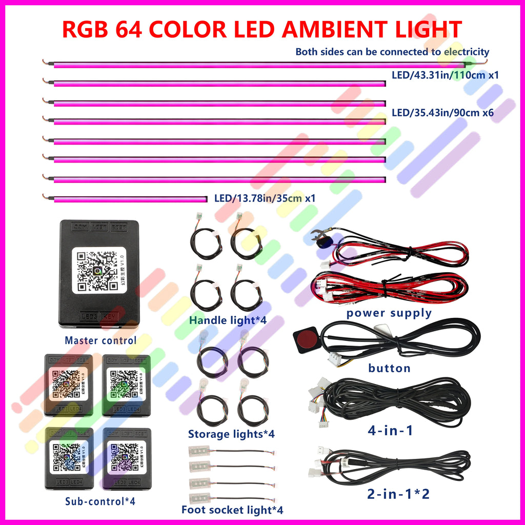 20 in1 New 2026 Smart Car Interior LED Ambient Lighting Welcome Mode Hidden Design Premium In Car Atmosphere Enhancement 64color