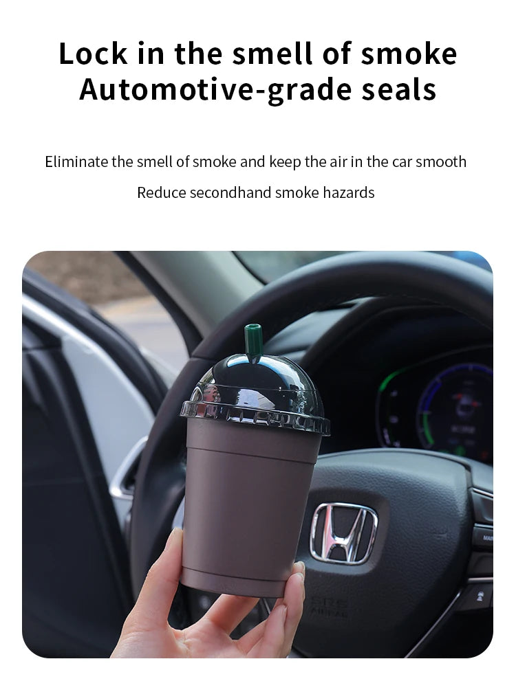 Coffee Cup Shaped On-Board Ashtrays Car Ashtray With Lid Portable Inner Liner High Flame Retardant For Cigars And Cigarettes