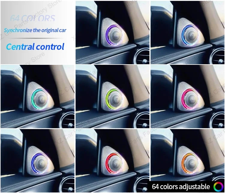 3/64 Colour Car LED Ambient Light for Mercedes-Benz C/GLC Class Coupe W205 C43 C63 X253 LED Door Speaker Cover Vents RetrofitSet