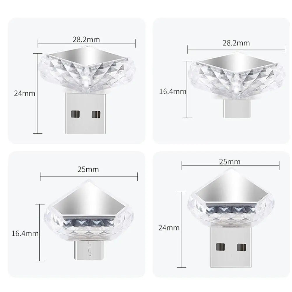 Car Interior USB/Type C LED Mood Light Touch Control Night Lamp with 6 Color and 4 Modes for Vehicle Room and More