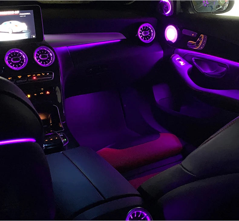 3/64 Color For Mercedes-Benz C/GLC class W205 X253 LHD Co-pilot Led Neon Ambient Light Passenger Atmosphere Lamp Dashboard 15-21