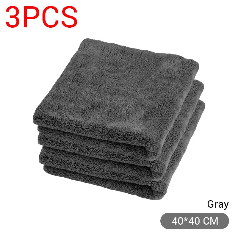 SEAMETAL 600GSM Microfiber Car Cleaning Towel 1/3/6/9pcs 40X40cm Thickened Car Wash Towels Auto Detailing Care Drying Cloth Rags
