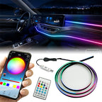 140cm USB Dreamcolor Acrylic Interior Car LED Strip Light with Wireless APP , 55’‘RGB Music Fiber Optic Car Ambient Lighting Kit