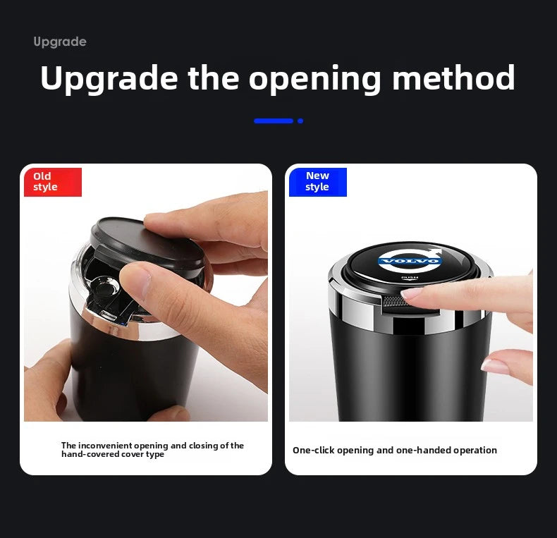 Car Ashtray Cigarette Butt Holder Container Accessories for Volvo XC40 XC60 XC90 S40 60 Portable One-Button Opening Car Ash Tray