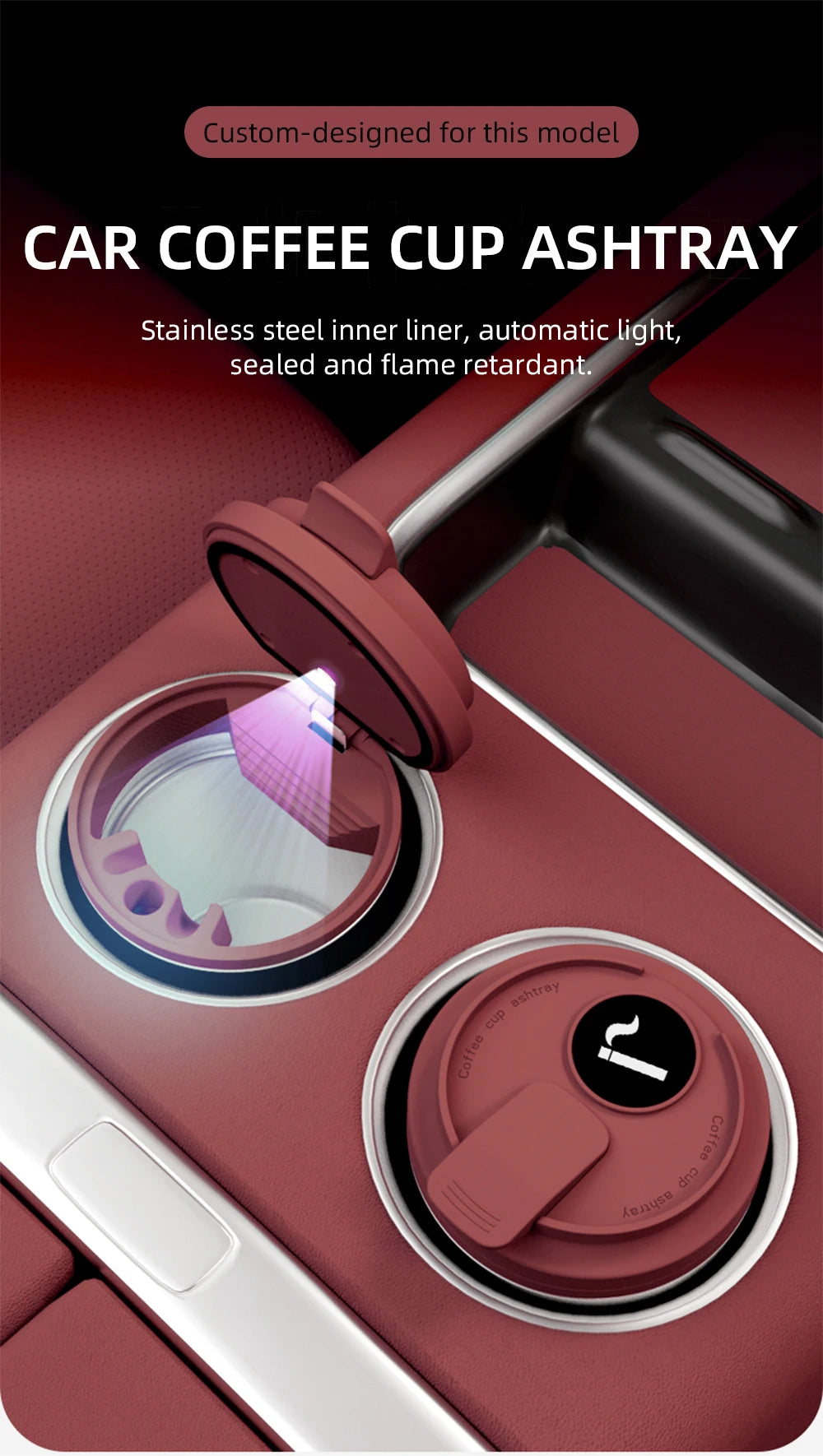 1PC Car Ashtray Creative Coffee Cup Ashtray With Lid LED Light Garbage Storage Container Car Interior Auto Decor Accessories