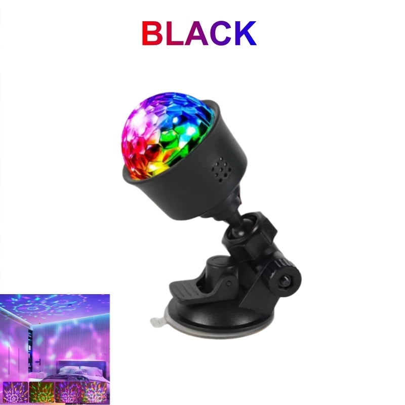 USB Car LED Atmosphere Lamp Stage Disco Light RGB Night Light with Auto Rotation for Car Christmas Decoration Projector Light