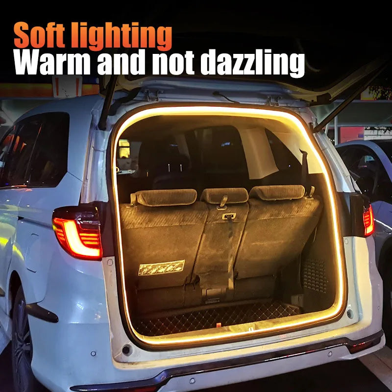 Car Trunk Dynamic Flowing Light Strip On/Off Scanning Trunks Lights Waterproof Flexible Atmosphere Lamp Accessories for Car SUVs