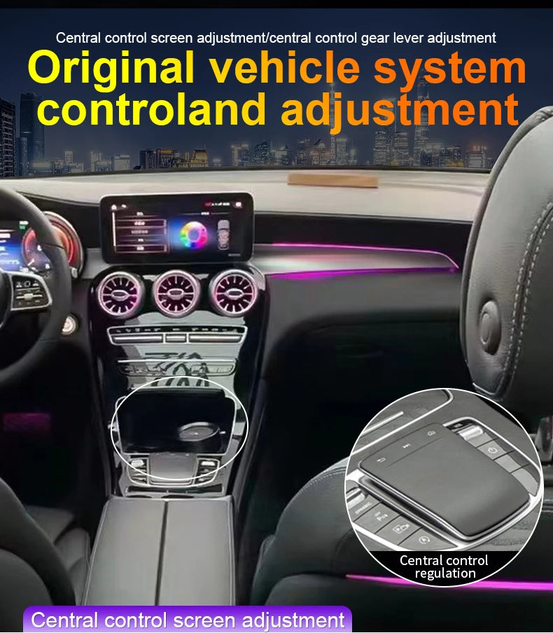 3/64 Color For Mercedes-Benz C/GLC class W205 X253 LHD Co-pilot Led Neon Ambient Light Passenger Atmosphere Lamp Dashboard 15-21