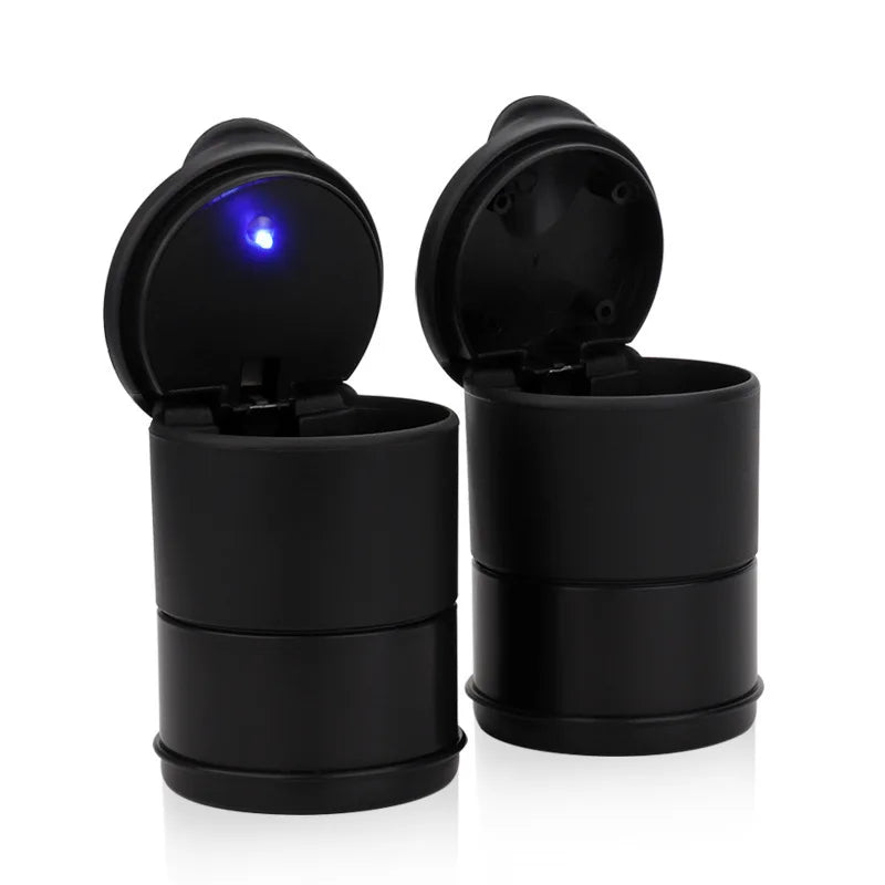 Car Cigarette Ashtray Cup With LED Light Alloy Ash Tray Aluminum Cup Smokeless Portable Detachable Vehicle Ashtray Holder