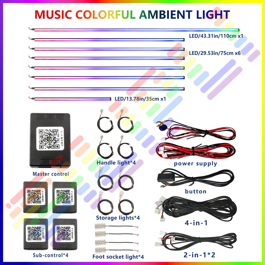 20 in1 New 2026 Smart Car Interior LED Ambient Lighting Welcome Mode Hidden Design Premium In Car Atmosphere Enhancement 64color