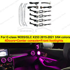 3/64 Colour Car LED Ambient Light for Mercedes-Benz C/GLC Class Coupe W205 C43 C63 X253 LED Door Speaker Cover Vents RetrofitSet