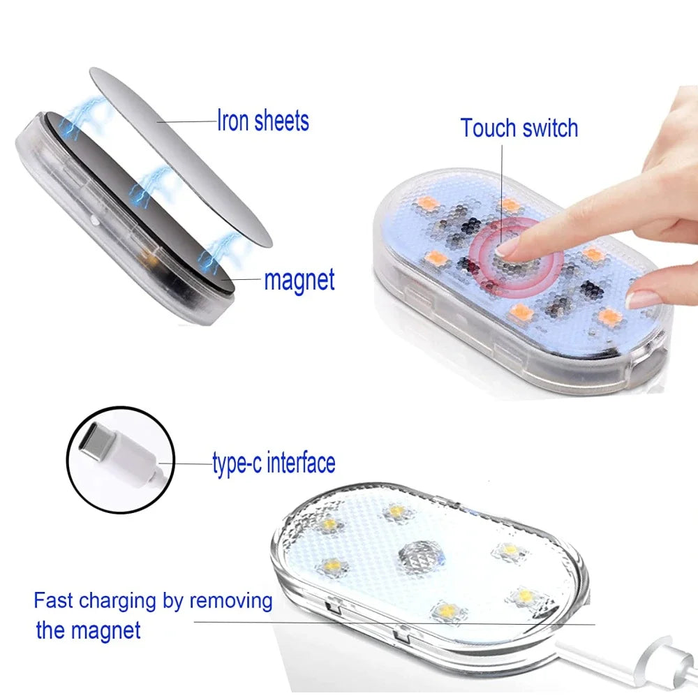 Wireless Led Lights for Car Interior, Car Led Lights Interior, USB Rechargeable Automotive Neon Accent Light Decorative Lamps