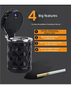 Car Cigarette Ashtray Cup With Lid With LED Light Portable Detachable Vehicle Ashtray Holder Cigarette Ashtray Auto Accessories