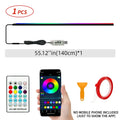 140cm USB Dreamcolor Acrylic Interior Car LED Strip Light with Wireless APP , 55’‘RGB Music Fiber Optic Car Ambient Lighting Kit