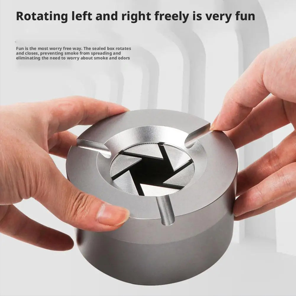 New Cool Premium Feel Mechanical Rotating Ashtray With Lid Ash Tray For Smoking Accessories Home Car Gift For Boyfriend