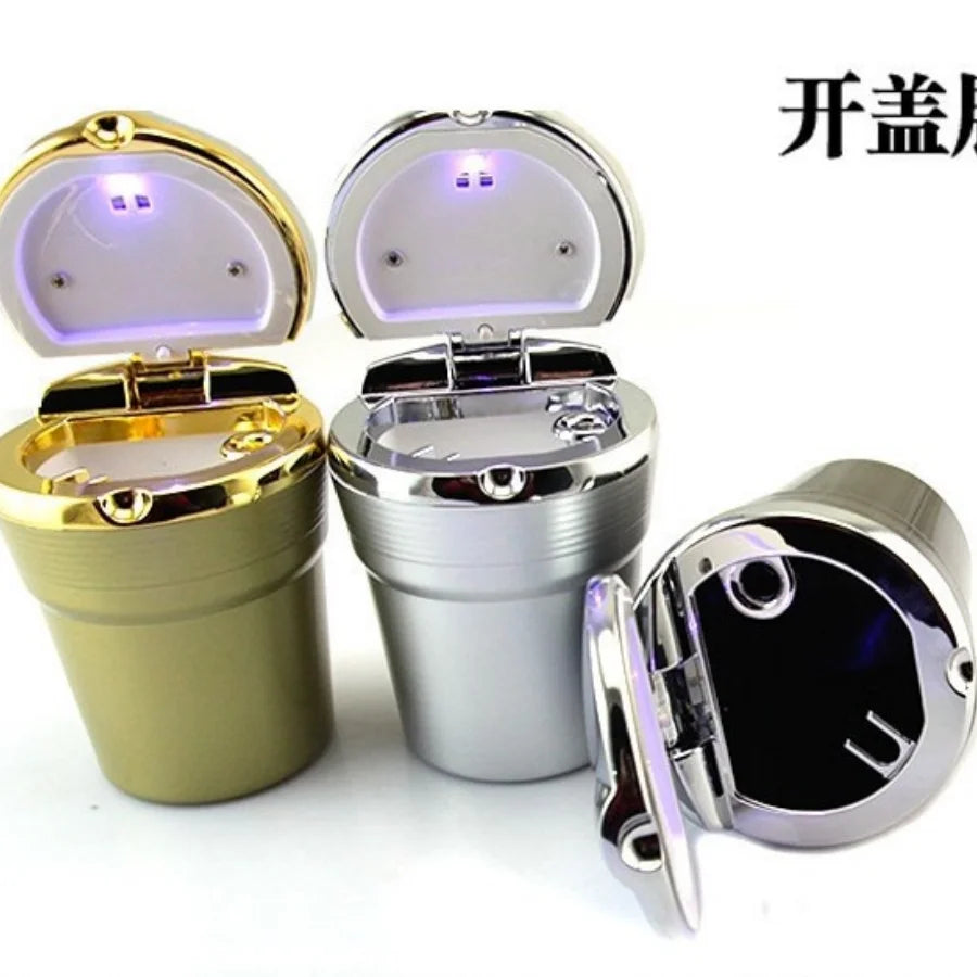 Car Ashtray Car Garbag Can with Led Light with Cover Creative Personality Covered Car Inside The Car Multi-function Car Supplie