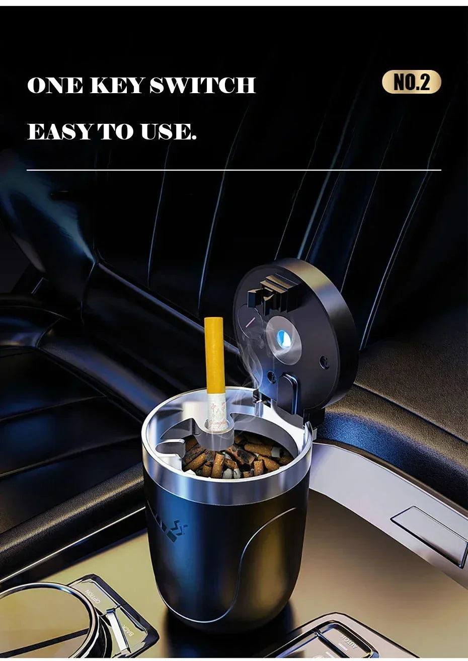Car Cigarette Ashtray Cup With Lid With LED Light Portable Detachable Vehicle Ashtray Holder Cigarette Ashtray Interior Parts