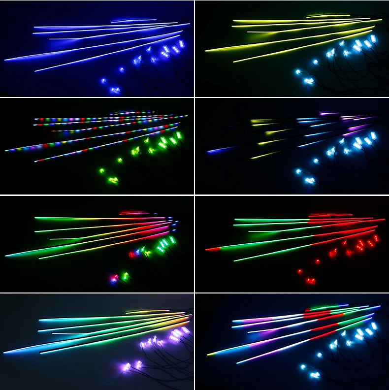 18 in 1 Dual Zone Symphony 64 Colors Streamer Car Ambient Light RGB Interior Rainbow Acrylic Strip Atmosphere Lighting kit App