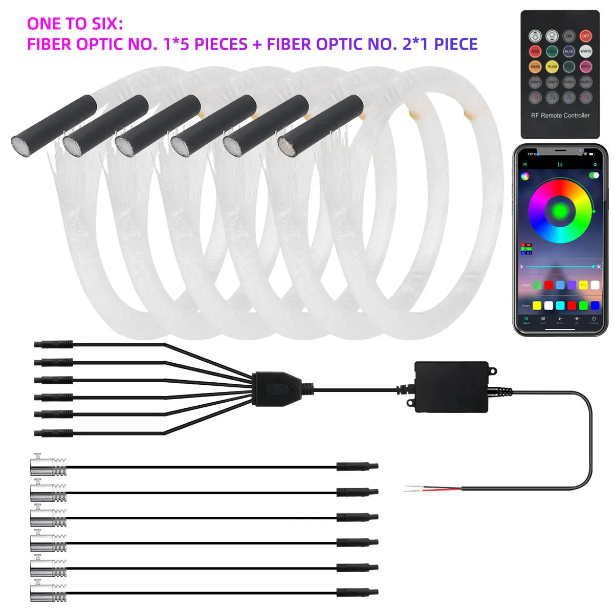 Car Roof Star Light RGB Interior ambient light APP Remote Control Fiber Optic Star Ceiling Light Starry Sky ceiling for Car Home