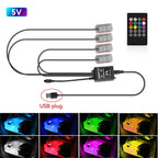 Neon LED Car Interior Ambient Foot Light with USB Wireless Remote Music APP Control Auto RGB Atmosphere Decorative Lamp