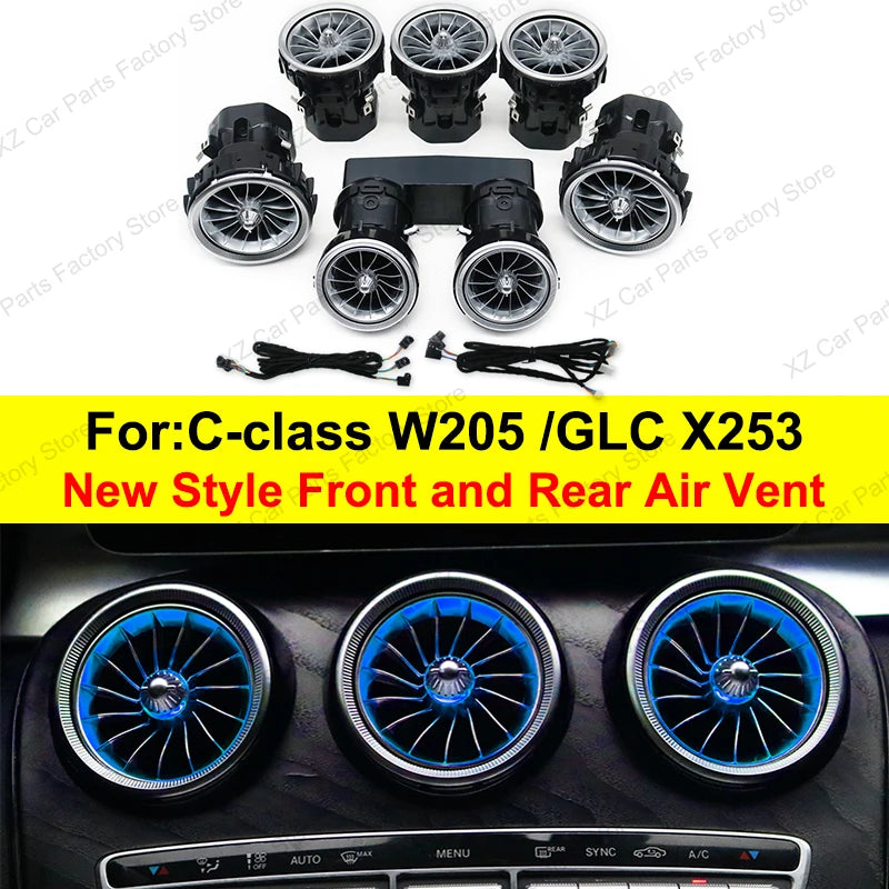 3/64 Colour Car LED Ambient Light for Mercedes-Benz C/GLC Class Coupe W205 C43 C63 X253 LED Door Speaker Cover Vents RetrofitSet