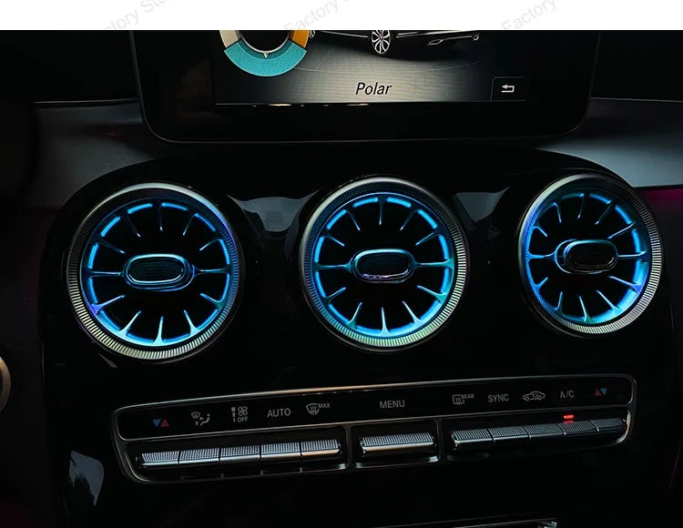 3/64 Colour Car LED Ambient Light for Mercedes-Benz C/GLC Class Coupe W205 C43 C63 X253 LED Door Speaker Cover Vents RetrofitSet